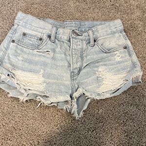 American Eagle Outfitters Light Blue Ripped Jean Shorts
